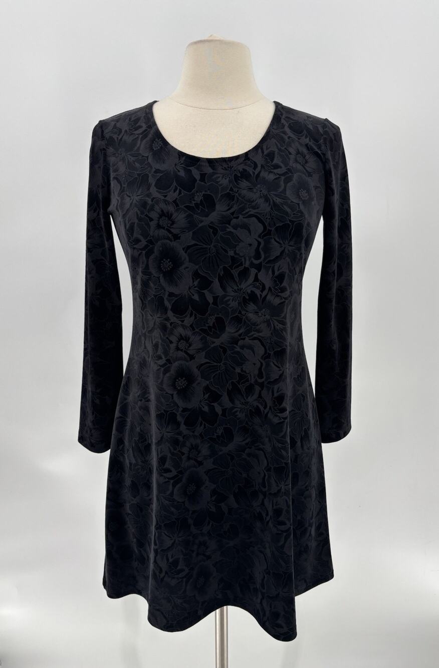 Vintage Carole Little Dress Womens 2 Black Velvet Floral Whimsigoth 90s Pullover